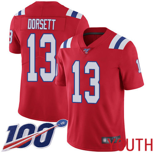 New England Patriots Football #13 100th Season Limited Red Youth Phillip Dorsett Alternate NFL Jersey